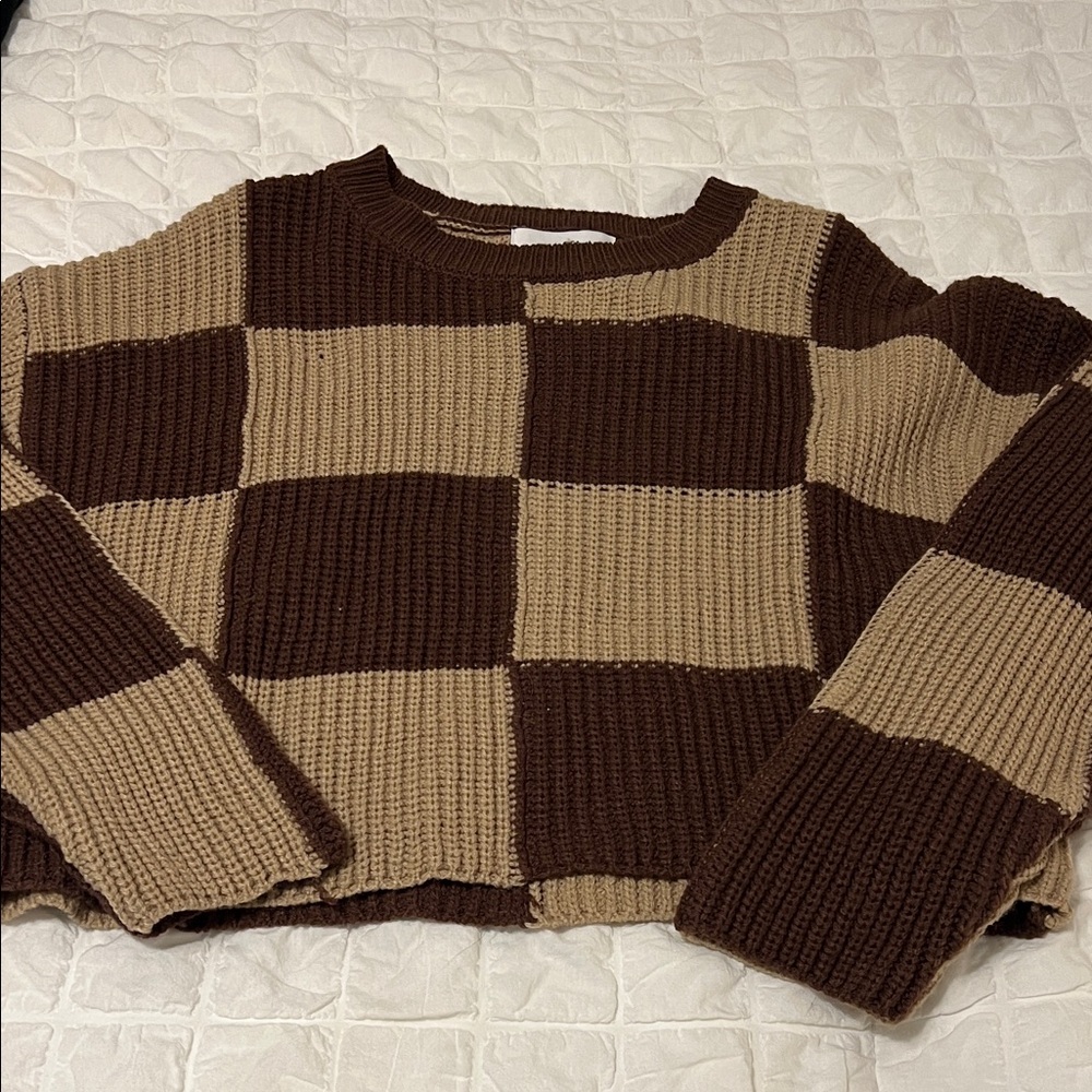Graffiti Cozy Checkered Knit Sweater
